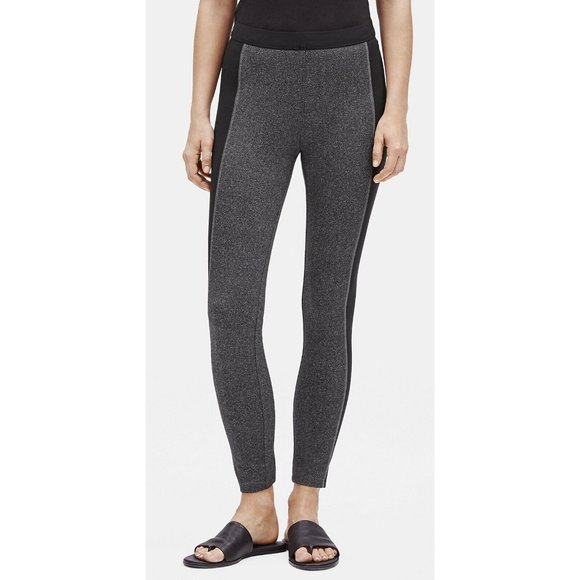 Eileen Fisher Recycled Polyester Herringbone Stretch Leggings Side Stripe XS - Picture 1 of 10